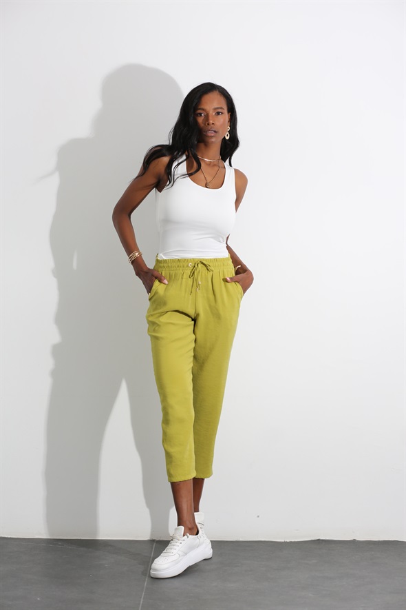 Lime Beli Bağcıklı Modal Pantolon 00140