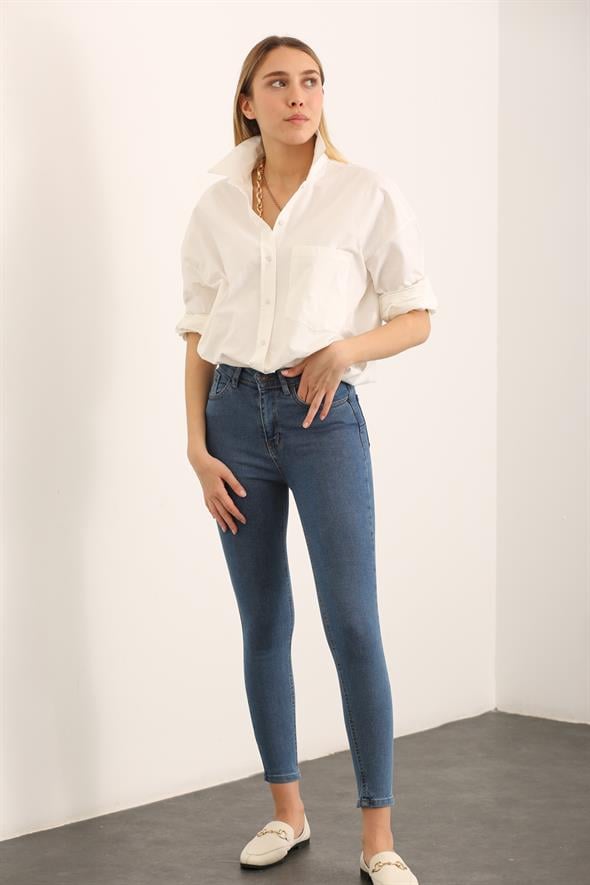 Mavi Yüksek Bel Toparlayan Skinny Jean 
