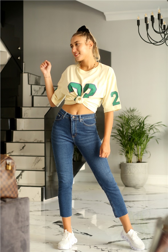 Sarı 23 Baskılı Oversize Tshirt 