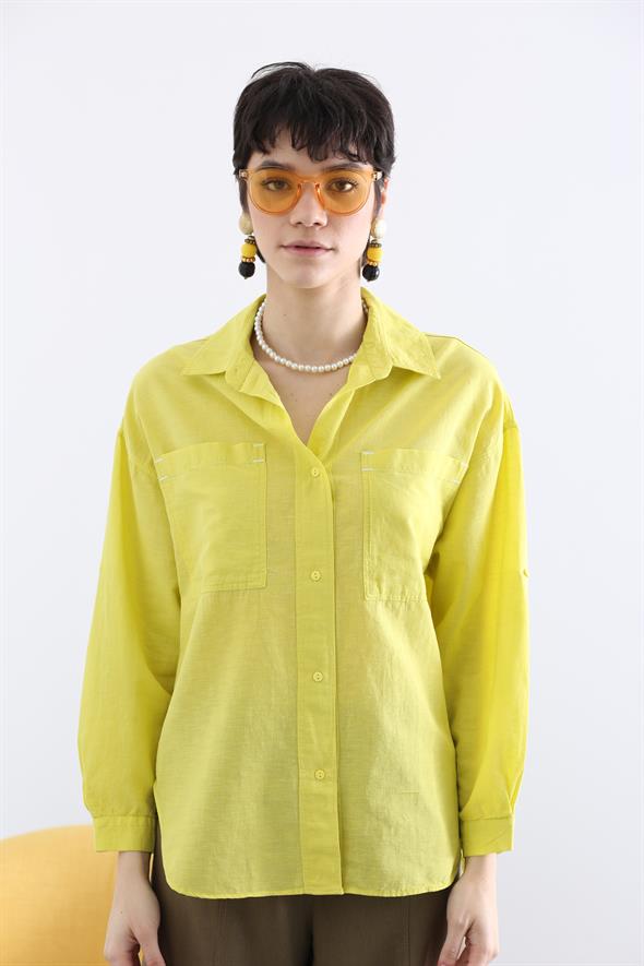 Sarı Çift Cepli Gömlek 3934