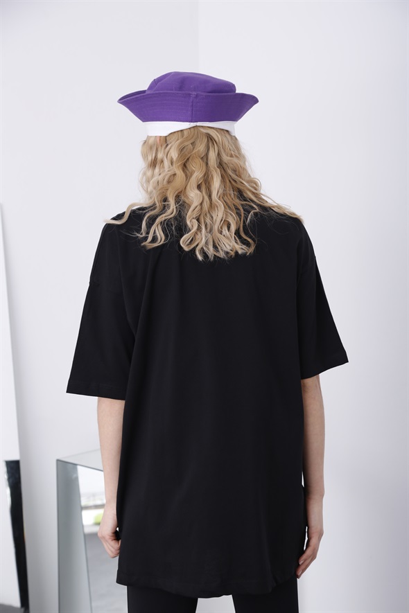 Siyah Bisiklet Yaka Salaş Tshirt 80274