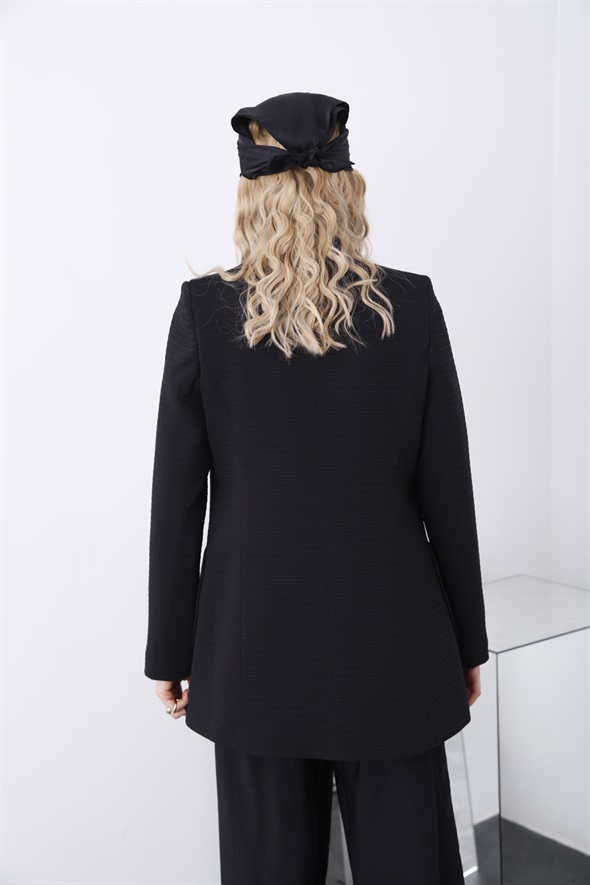 Siyah Dört Düğme Blazer Ceket 3184-02