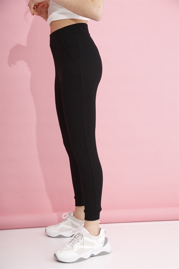Siyah Fitilli Jogger Eşofman 01558