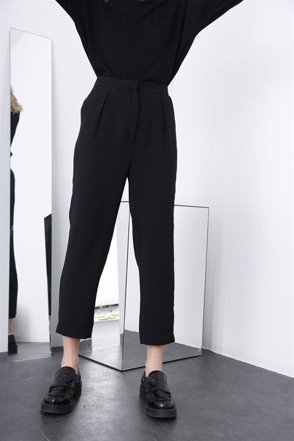 Siyah Klasik Krep Pantolon 5090