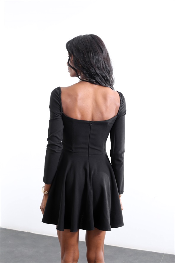 Siyah Kloş Mini Elbise 12127