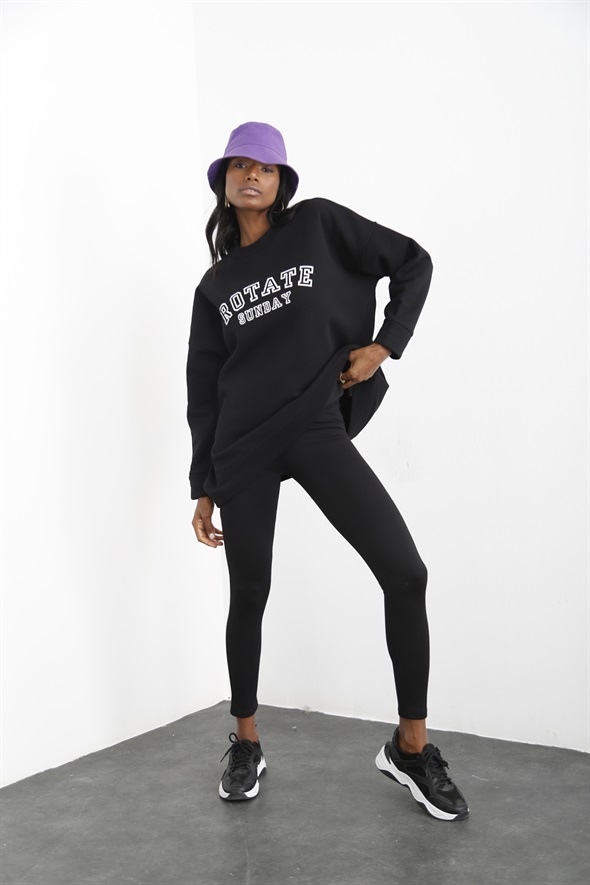 Siyah Şardonlu Oversize Sweatshirt 40117