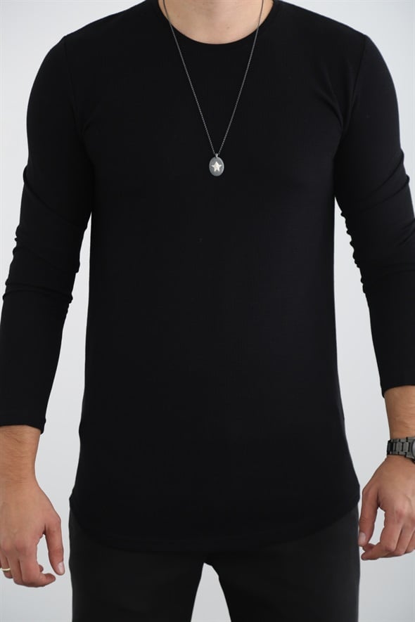 Siyah Uzun Kol Pike Tshirt 13013