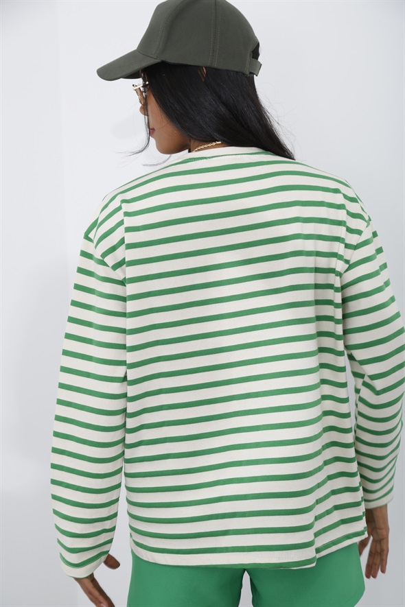 Yeşil Çizgili Sweatshirt 3551