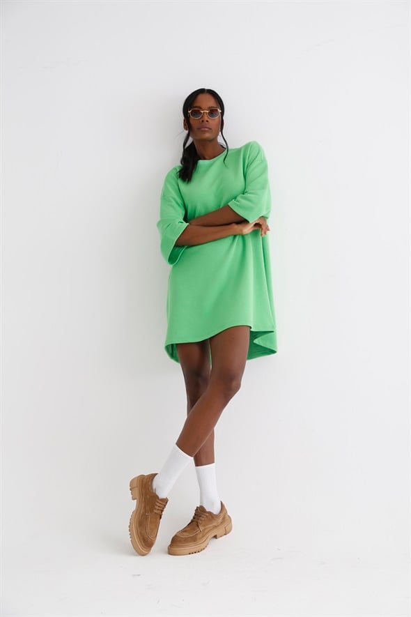 Yeşil Mini Sweat Elbise 0035