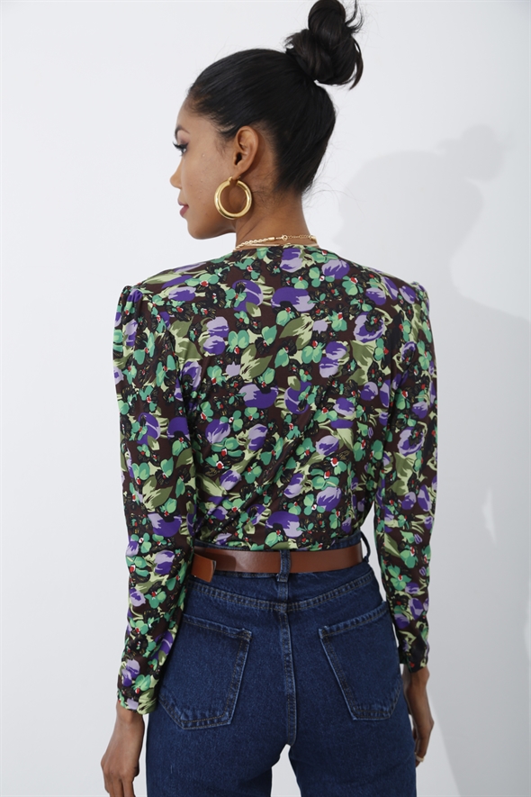 Yeşil Kruvaze Vatkalı Bodysuit 354