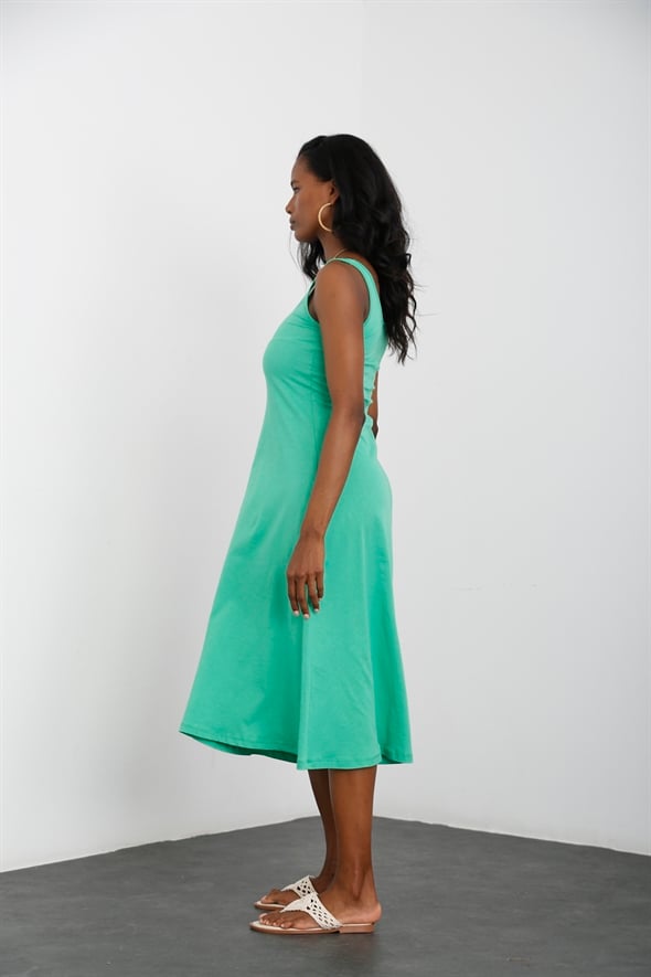 Yeşil Sıfır Kol Penye Elbise 80821