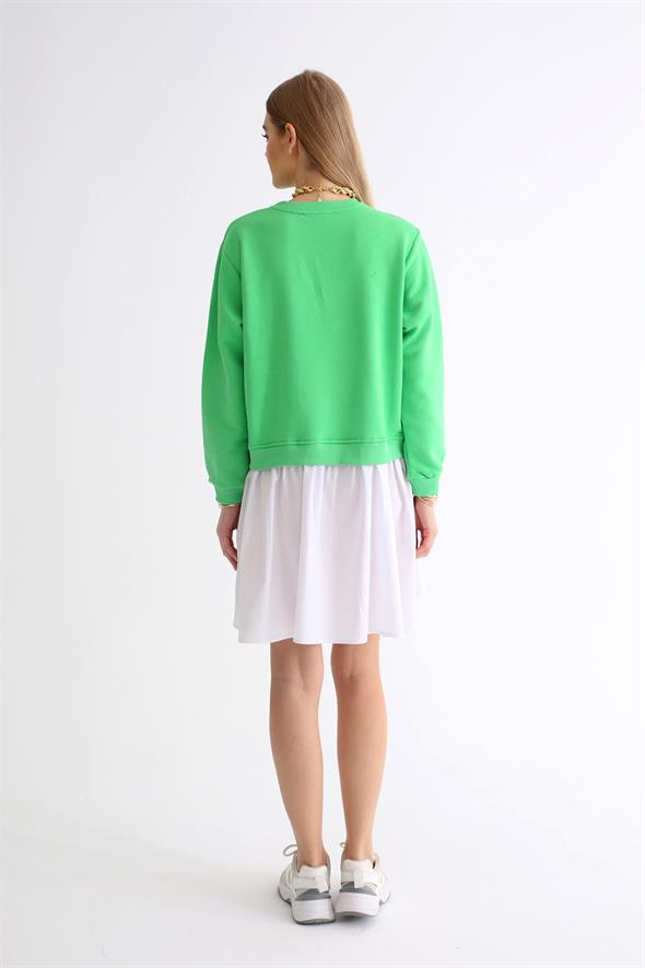 Yeşil Sweatshirt Elbise 0046