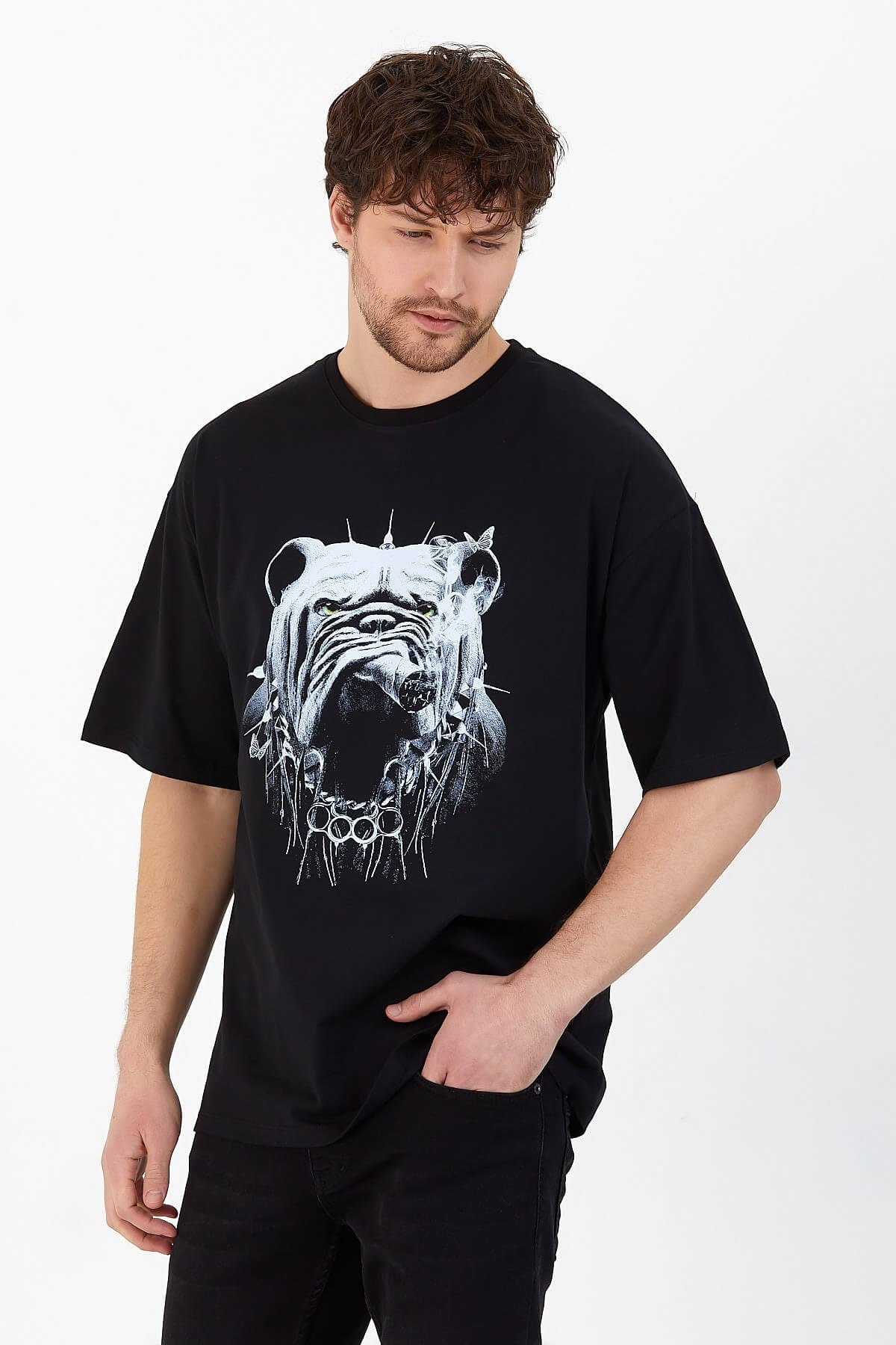 Over size pitbull t-shirt - Vav Gümüş