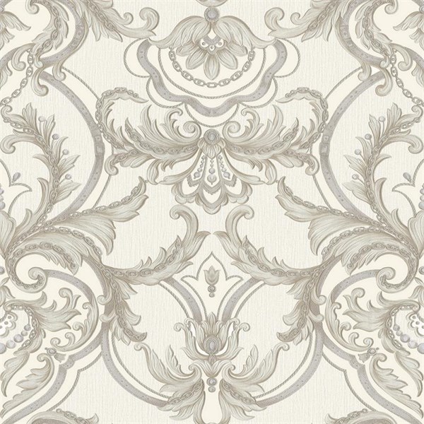 Adawall Seyyah 1308-1 Klasik Damask Beyaz Duvar Kağıdı