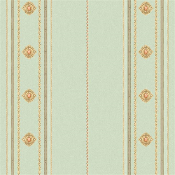 Adawall Seyyah 1309-4 Klasik Çizgili Yeşil Duvar Kağıdı