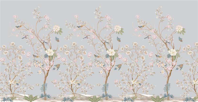 Çiçekli Kuşlu Duvar Kağıdı-13