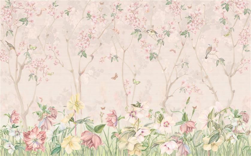 Çiçekli Kuşlu Duvar Kağıdı-41
