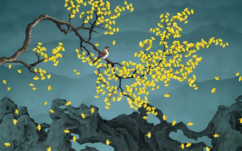 Çiçekli Kuşlu Duvar Kağıdı-8