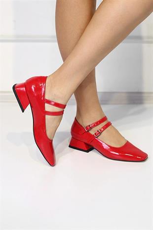 Amore Kadın Topuklu Ayakkabı Kırmızı Rugan