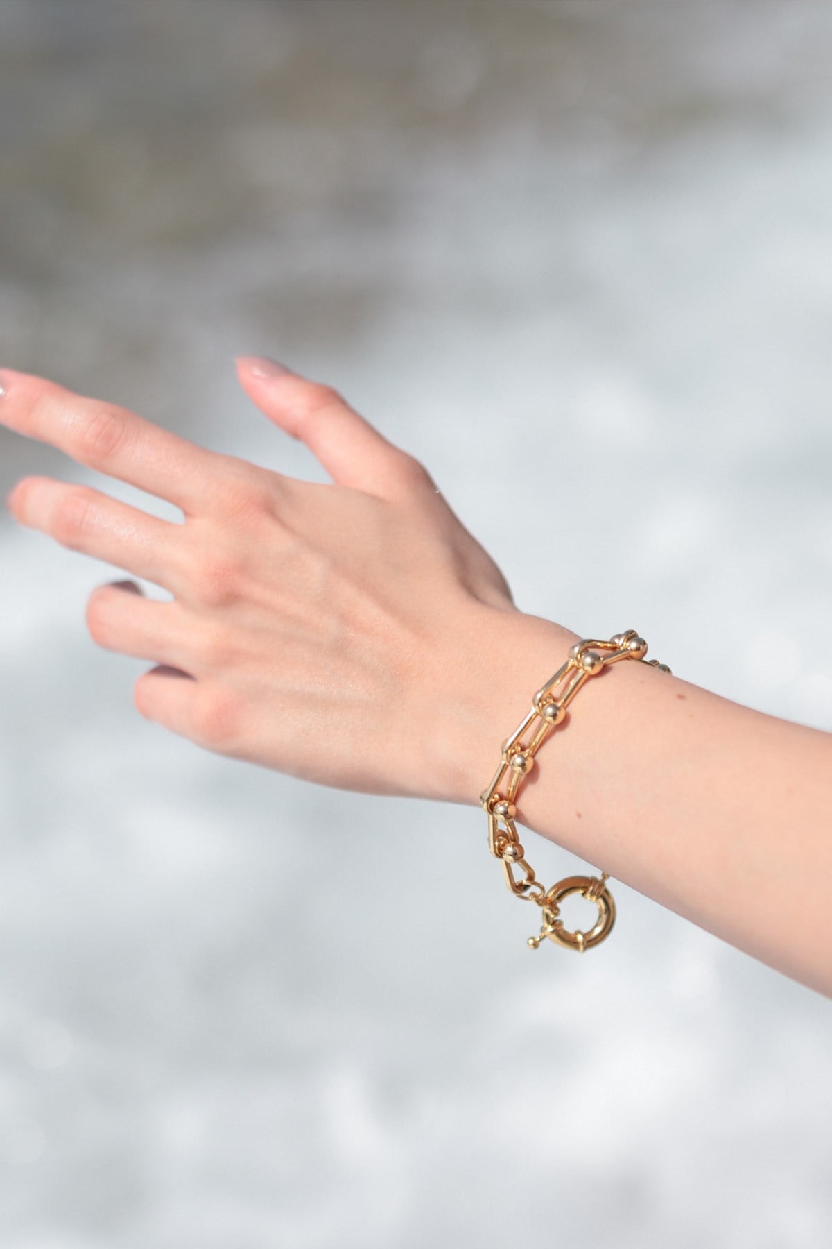Altın Kaplama Tiffany Model Çapraz Zincir Bileklik