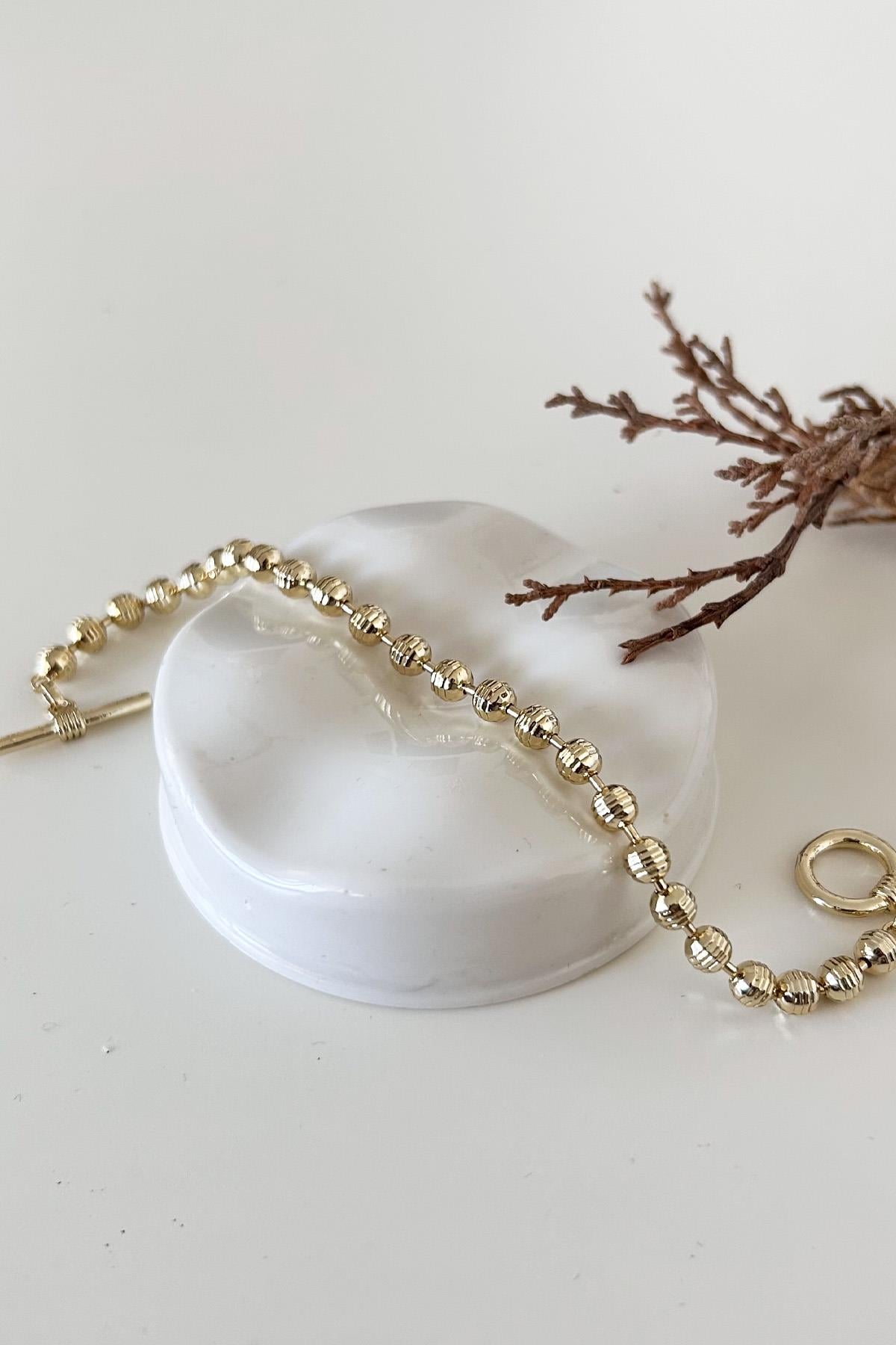 Dorika Topçuklu Çelik Bileklik