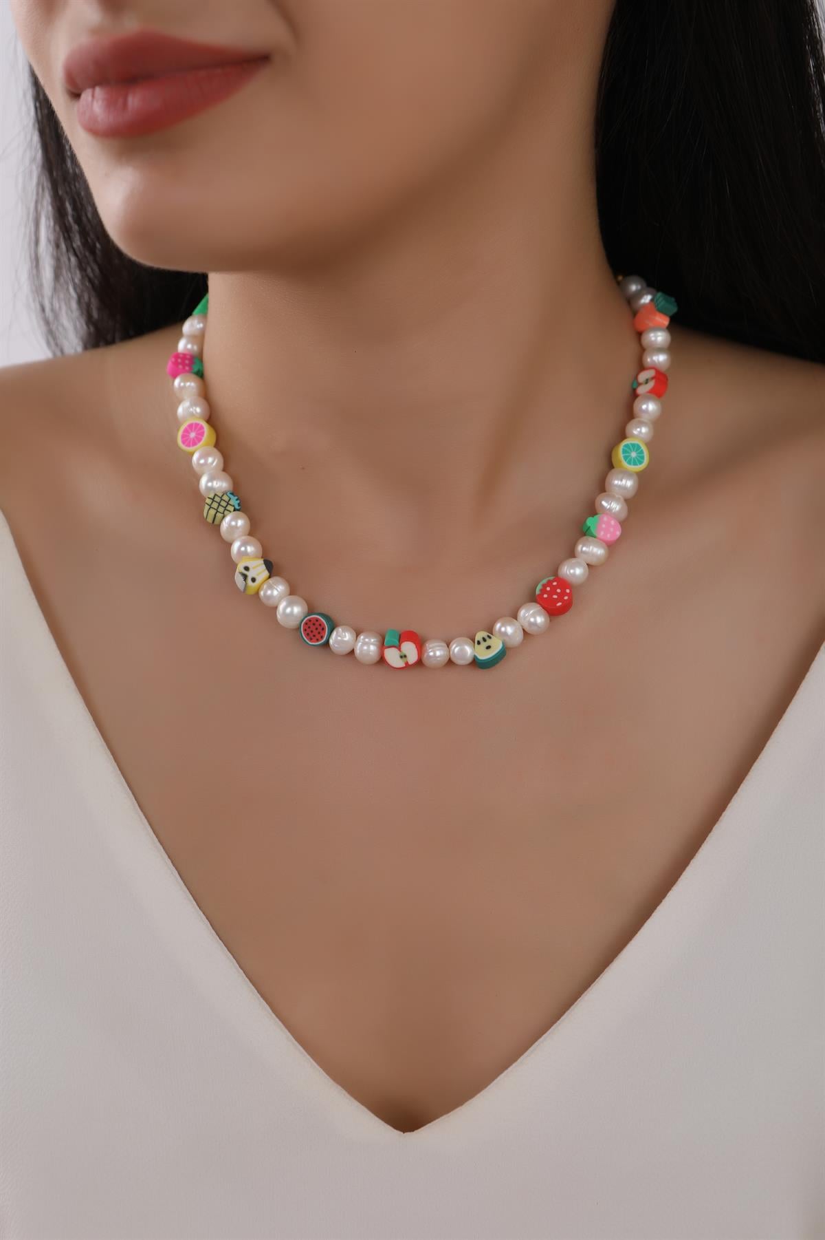 Fimo Boncuk Meyveli Kolye 