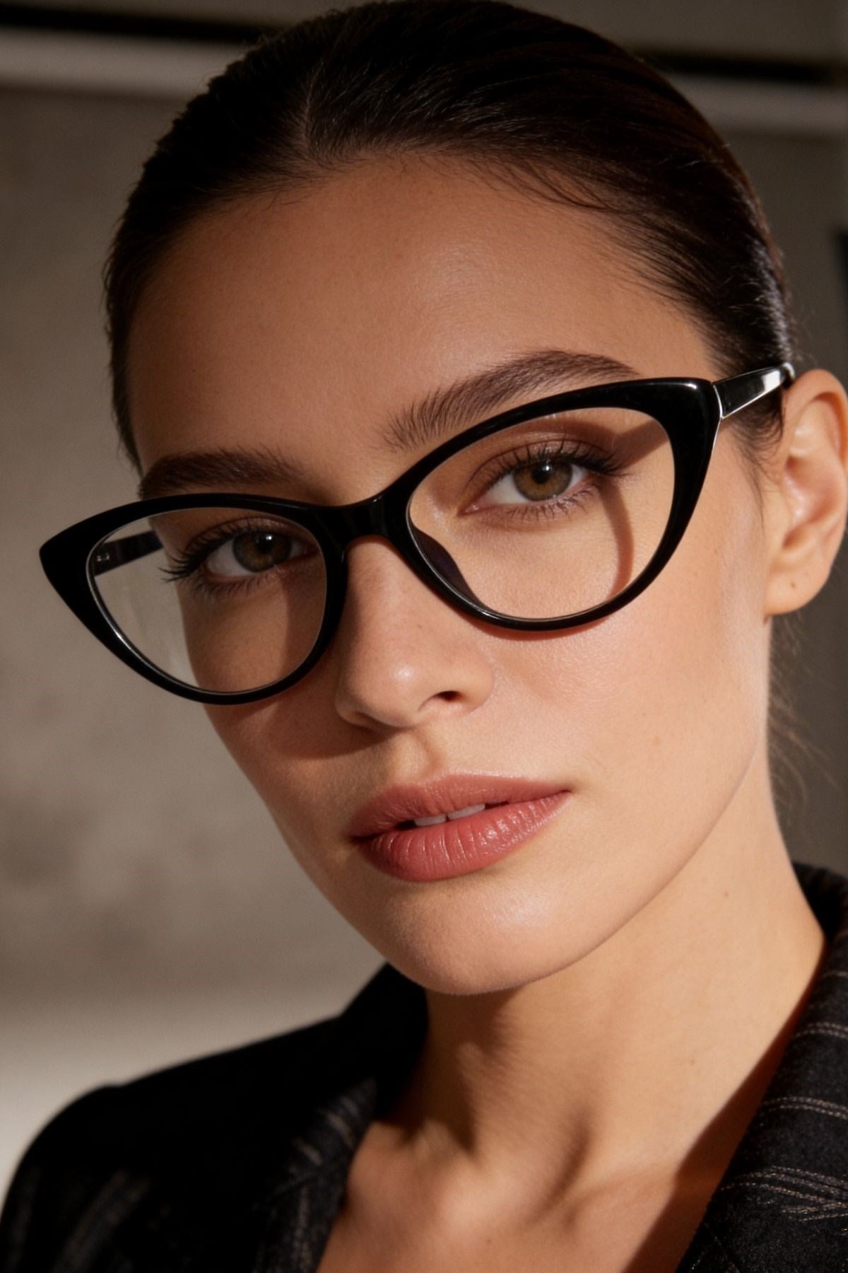 Siyah Cat-Eye Mavi Işık Filtreli Gözlük