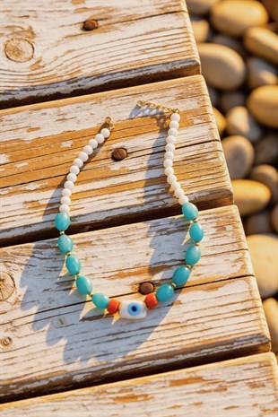 Göz Detaylı Turkuaz Renk Kolye