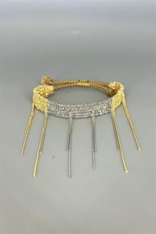 Handmade Dokuma Gold Gümüş Zincir Bileklik