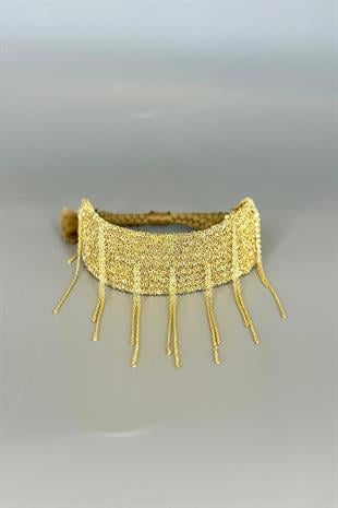 Handmade Dokuma Gold Renk Kalın Zincir Bileklik
