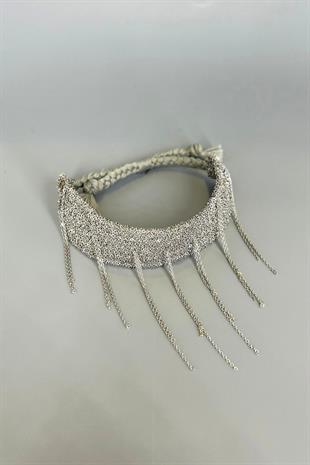 Handmade Dokuma Gümüş Renk Kalın Zincir Bileklik