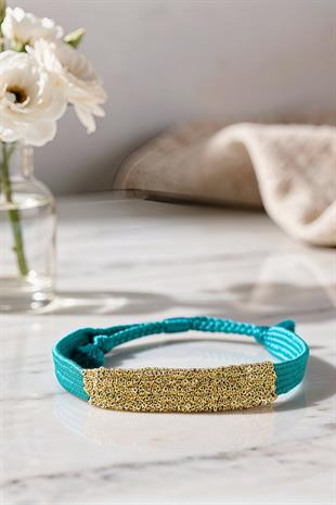 Handmade Dokuma İp ve Zincir Dokuma Mavi Bilezik