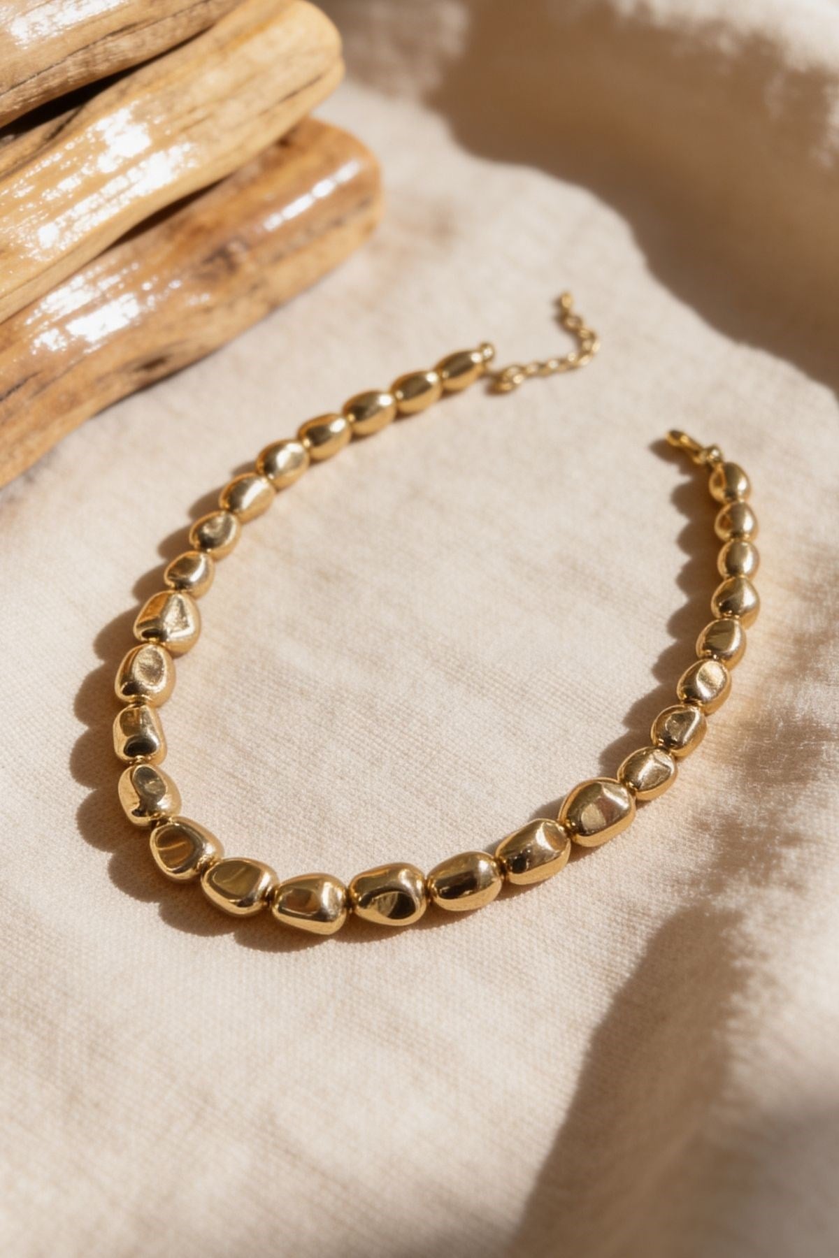Gold Plated Asymmetrical Beaded Necklace