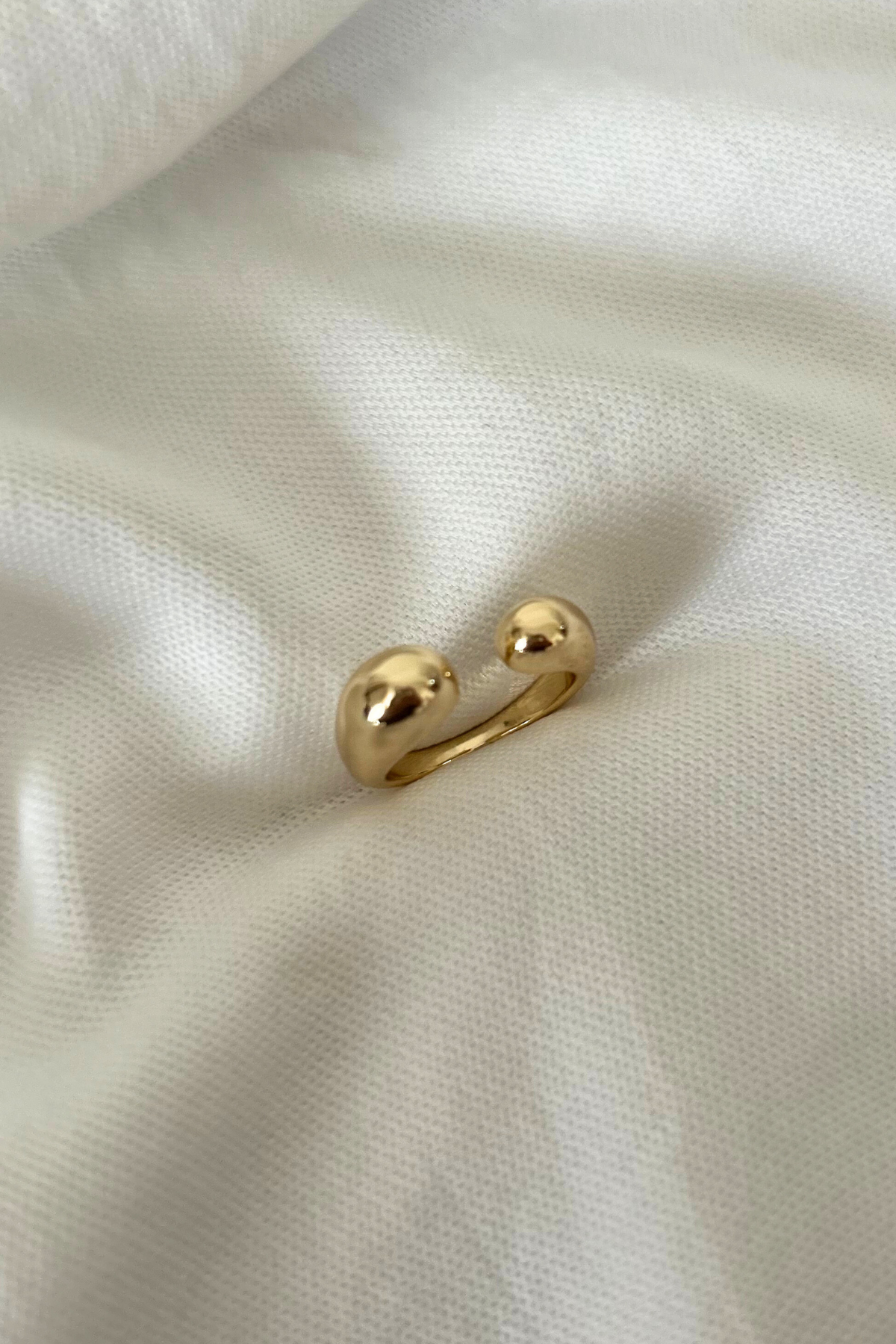 Altın Kaplama Ayarlanabilir Çift Bombeli Topçuklu Yüzük