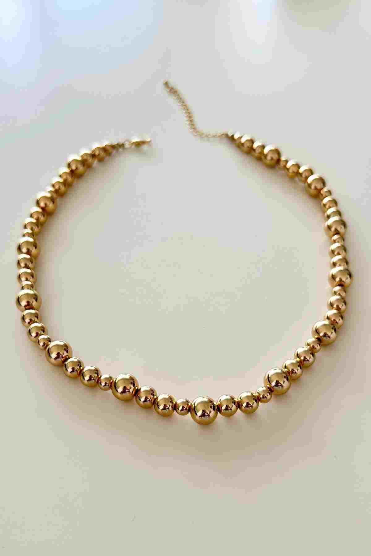 Altın Kaplama Boncuk Kolye