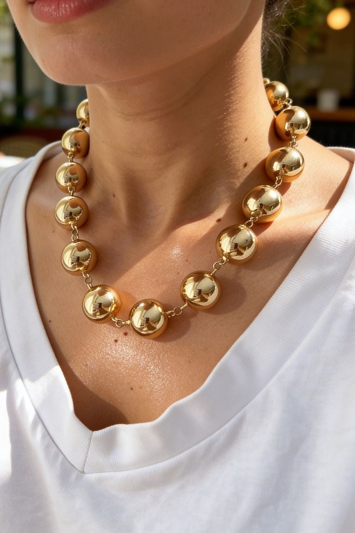 Gold Plated Large Beaded Necklace