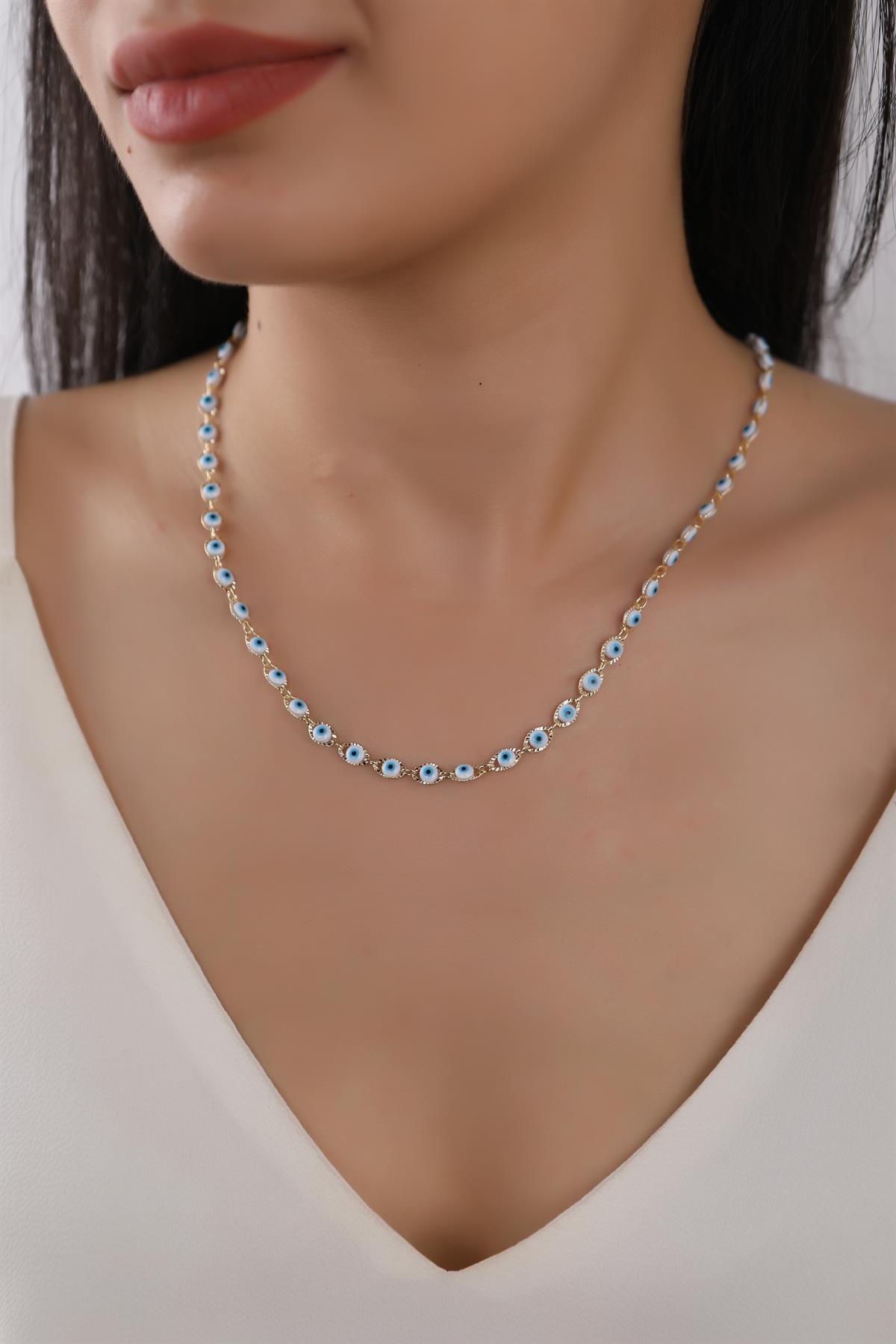 Gold Plated Steel Eye Necklace