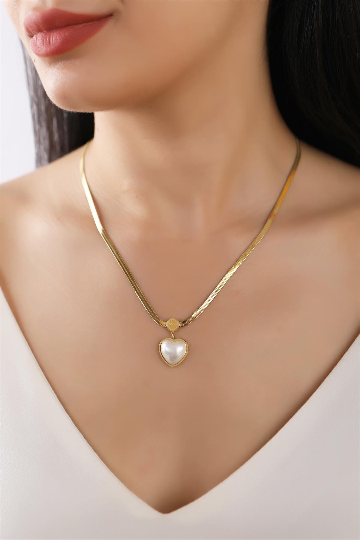 Gold Plated Steel Italian Chain Heart Necklace