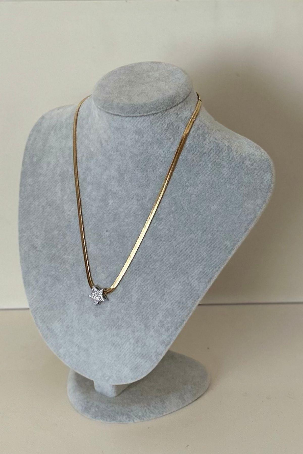 Altın Kaplama Çelik İtalyan Zincir Yıldız Kalp Kolye