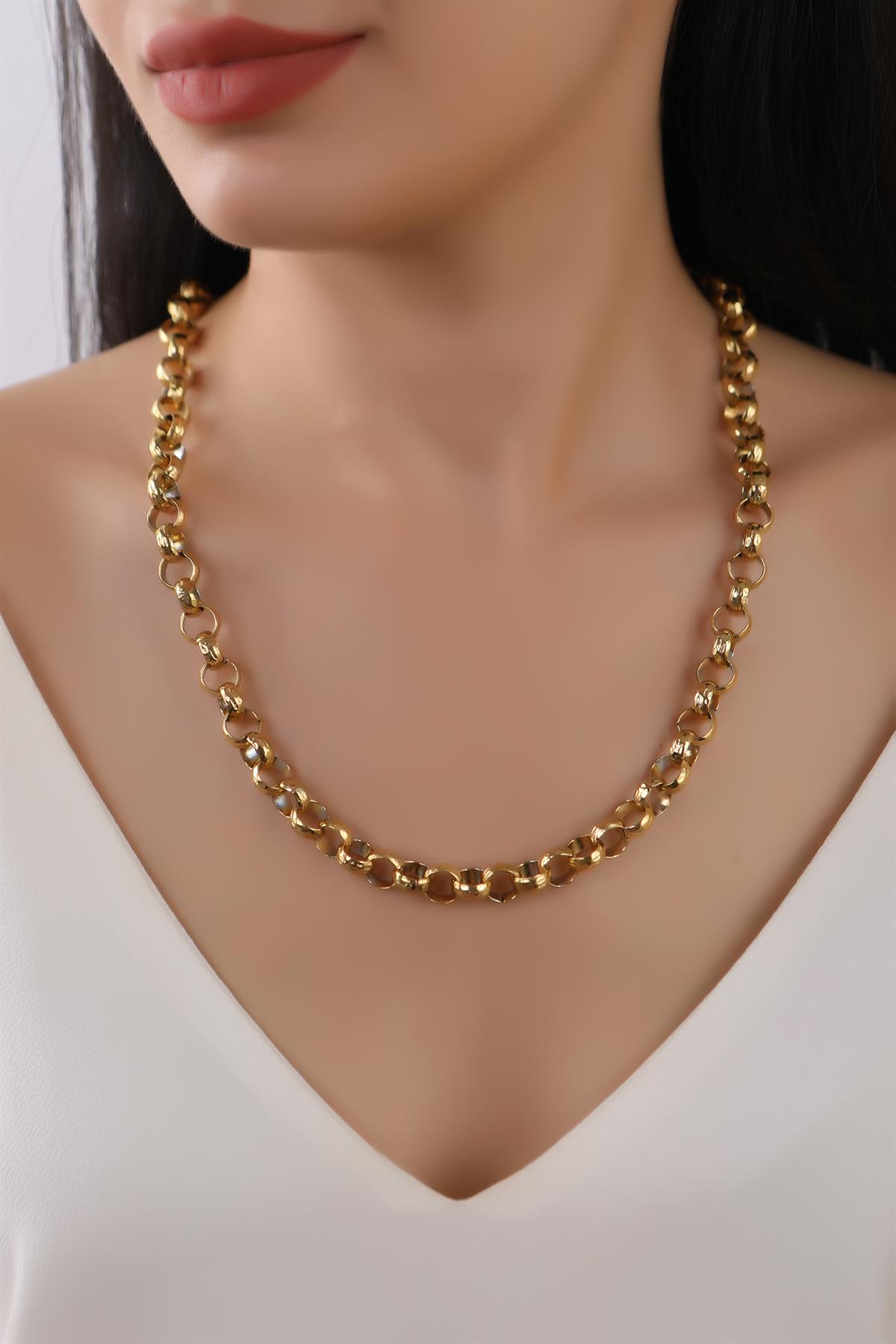 Gold Plated Ring Chain Steel Necklace