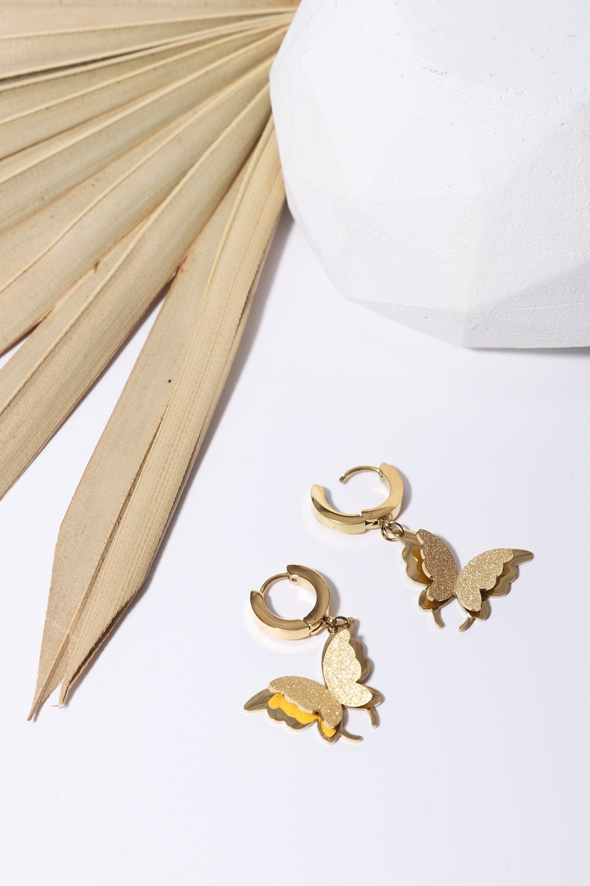 Gold Plated Butterfly Steel Earrings