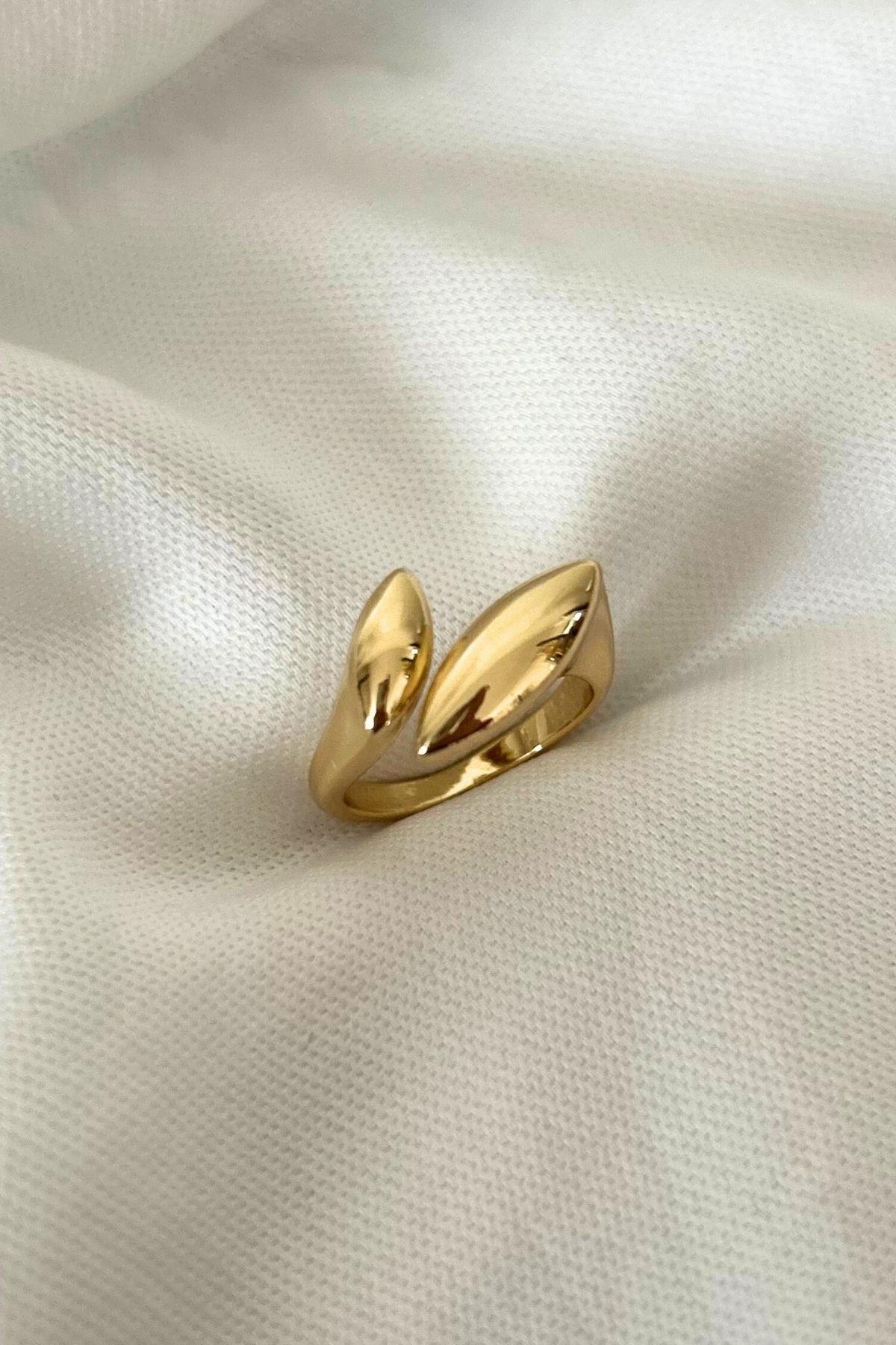 Altın Kaplama Kıvrım Model Ayarlanabilir Yüzük