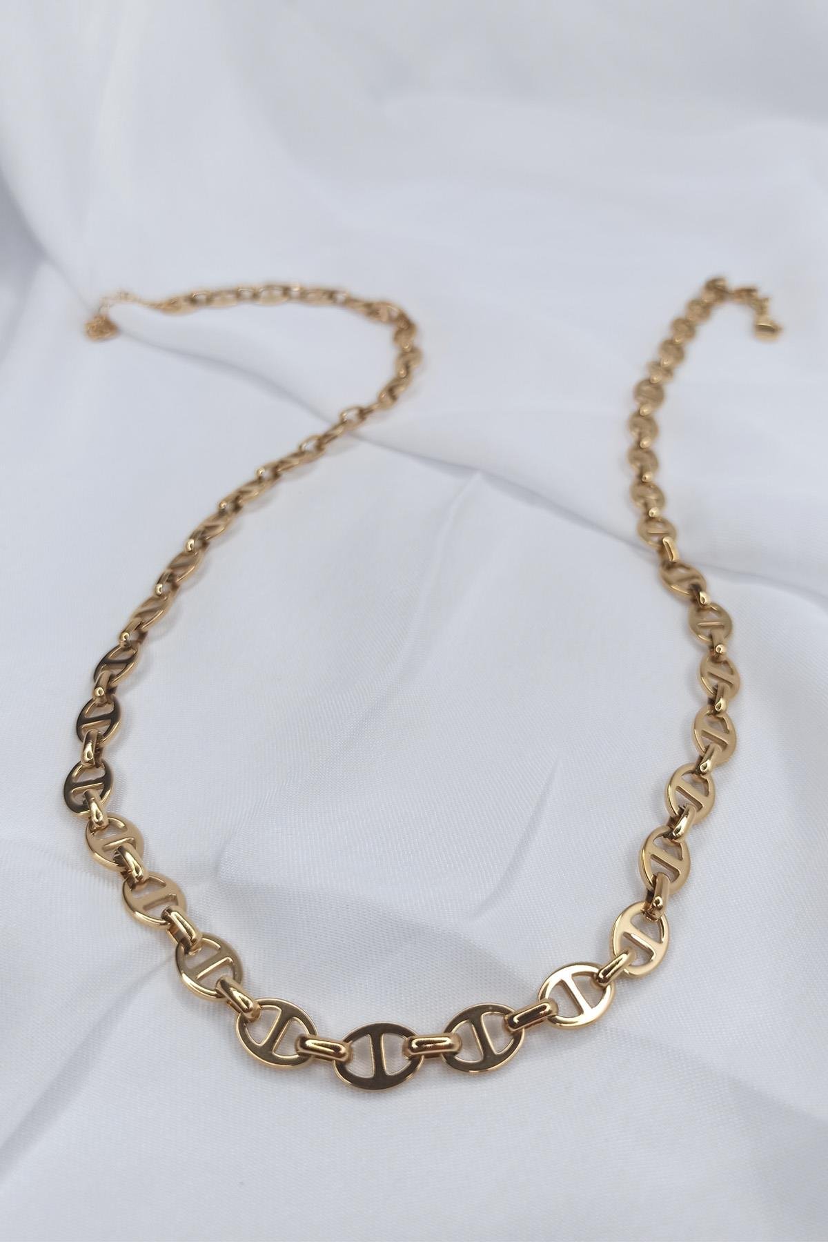 Gold Plated Brand Steel Chain Necklace
