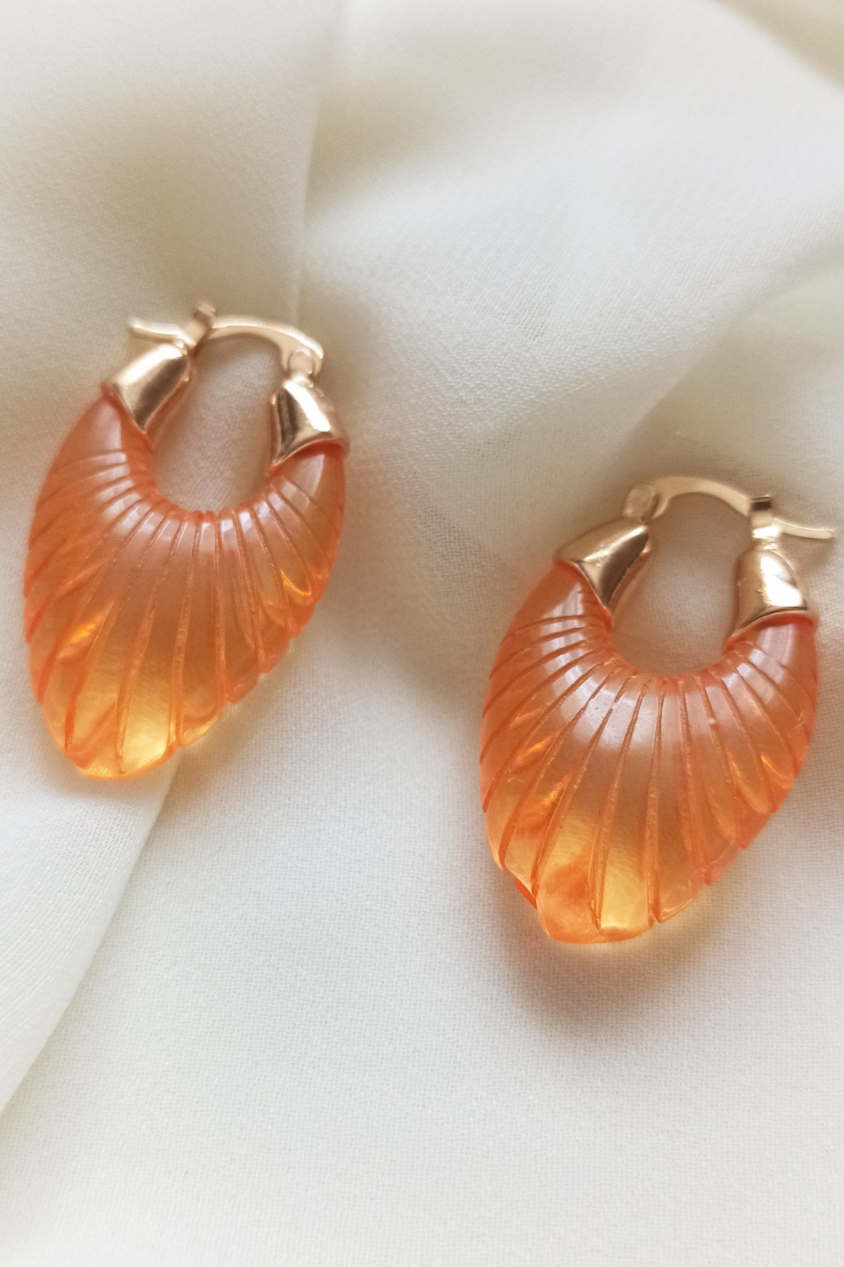 Altın Kaplama Turuncu Reçine Küpe