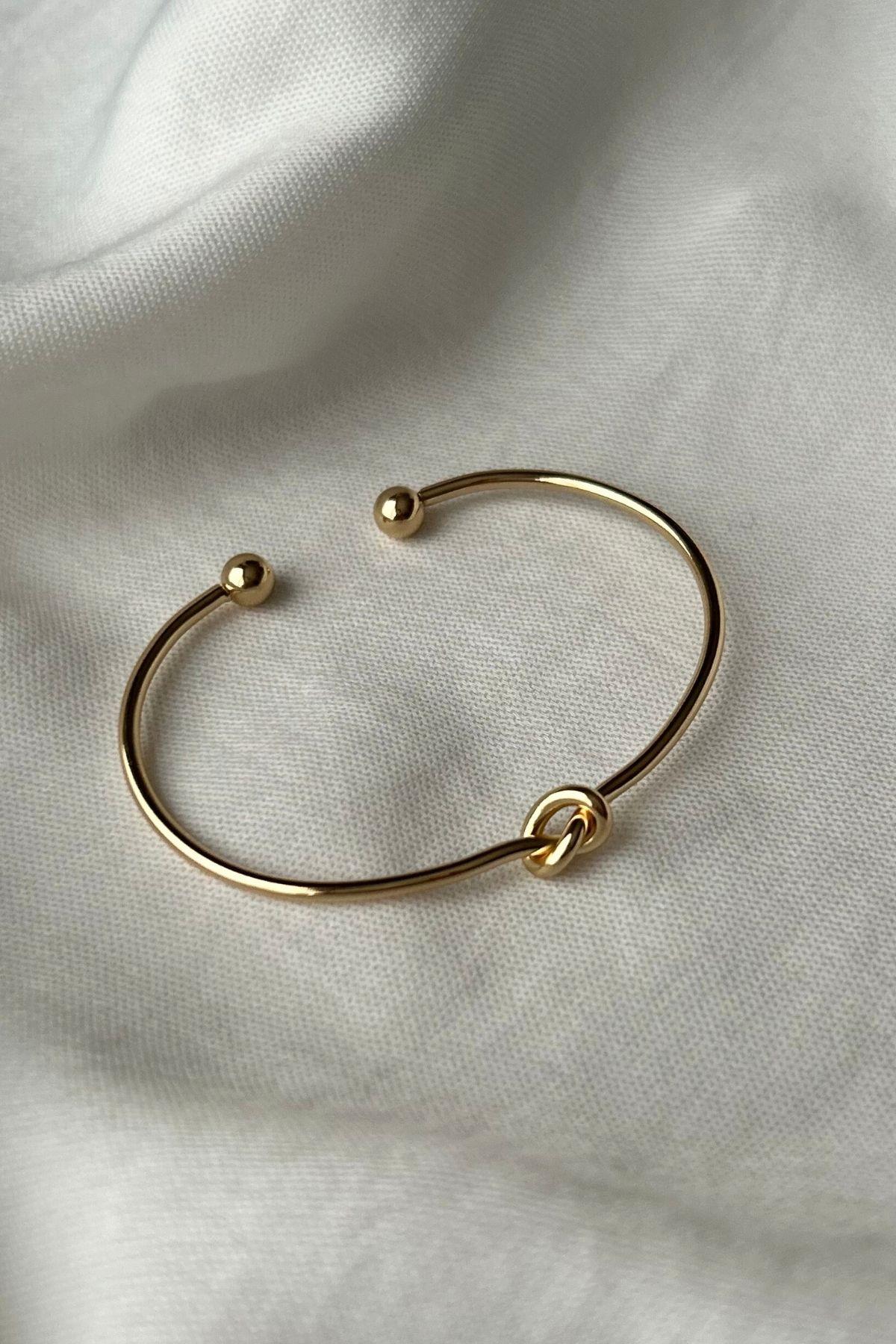 Gold Renk Tek Sıra Düğüm Bilezik