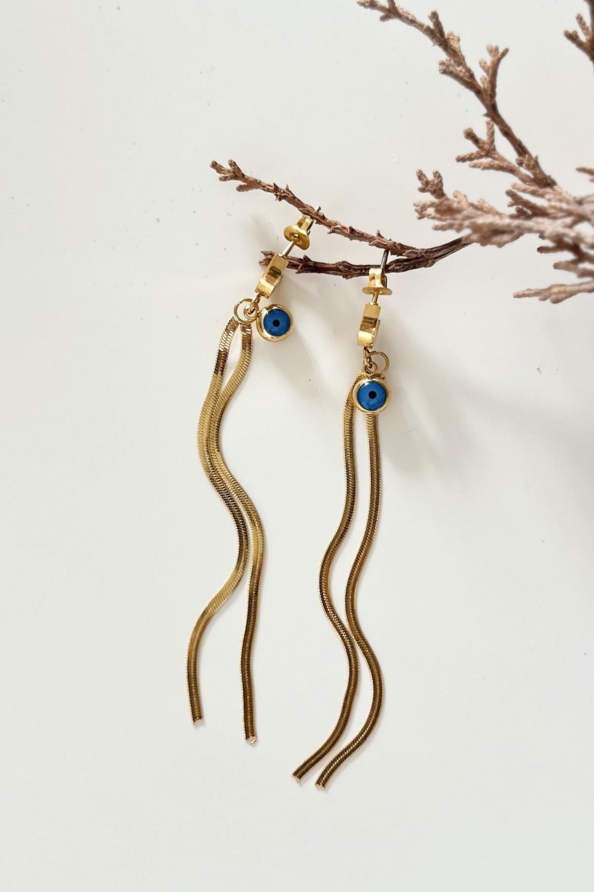 İtalyan Zincir Sallantılı Göz Çelik Küpe