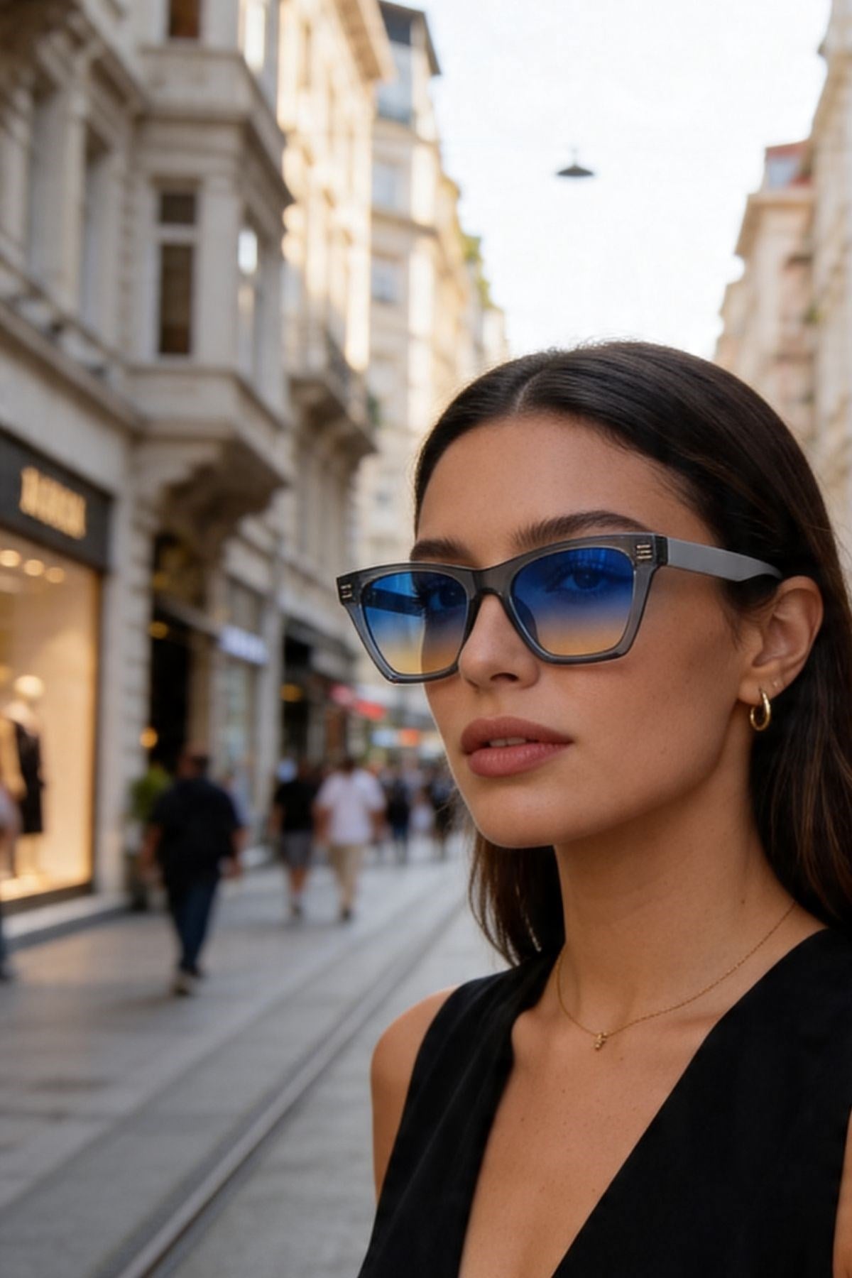 Mossomia Kristal Gri Mavi Degrade Unisex Güneş Gözlüğü