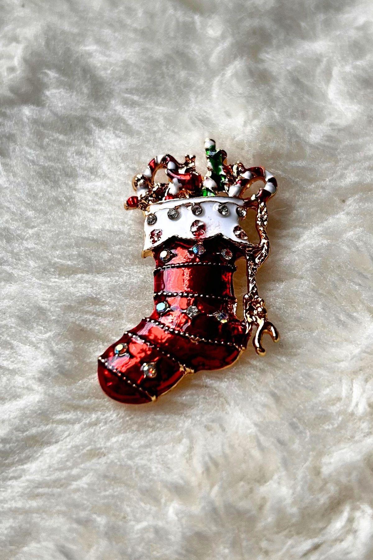 Yılbaşı Figürlü Çorap Broş