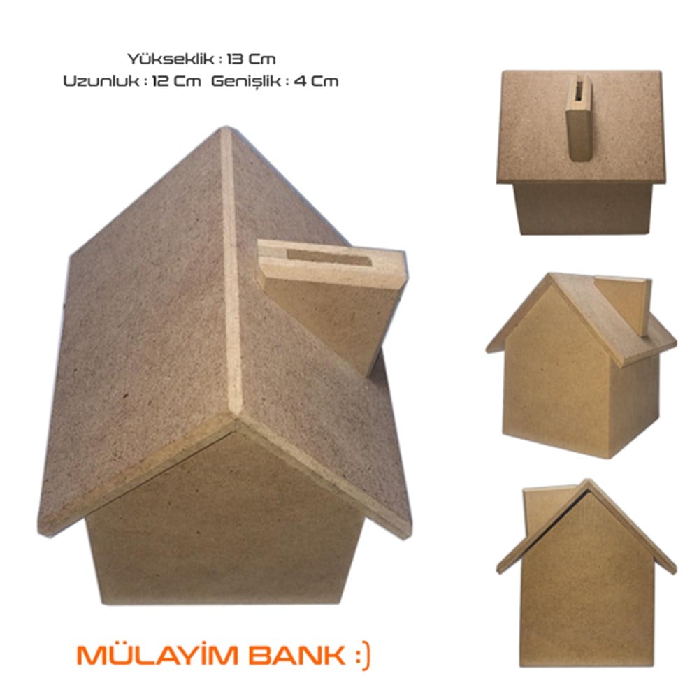 Mülayim Bank Ahşap Ev Kumbara (Adet)