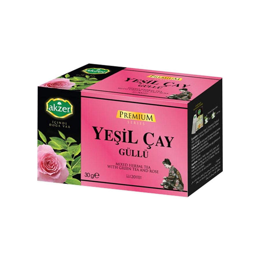 Akzer Güllü Yeşil Çay (30 Gr)
